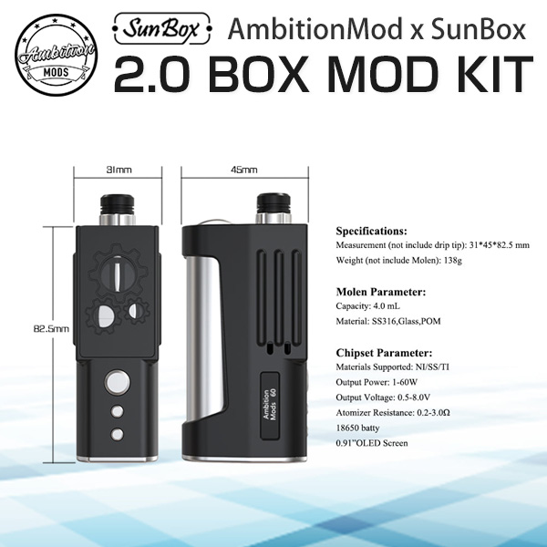 AmbitionMod 2.0 BOX MOD Kit designed by SunBox